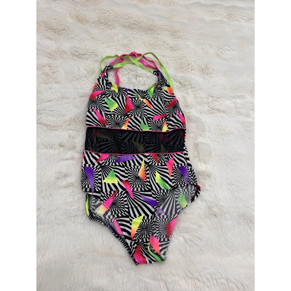 Vintage Cole of California Youth Girls Clothes Bathing Swim Suit Neon Mesh